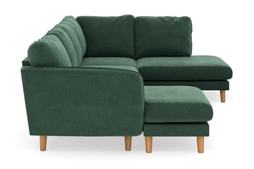 Trend Lyx 4-seters Venstrevendt U-formet Sofa med Divan og Sjeselong i Fløyel - Mørkegrønn - Møbler - Sofaer - Fløyel sofaer