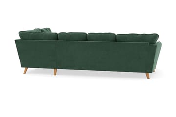 Trend Lyx 4-seters Venstrevendt U-formet Sofa med Divan og Sjeselong i Fløyel - Mørkegrønn - Møbler - Sofaer - Fløyel sofaer