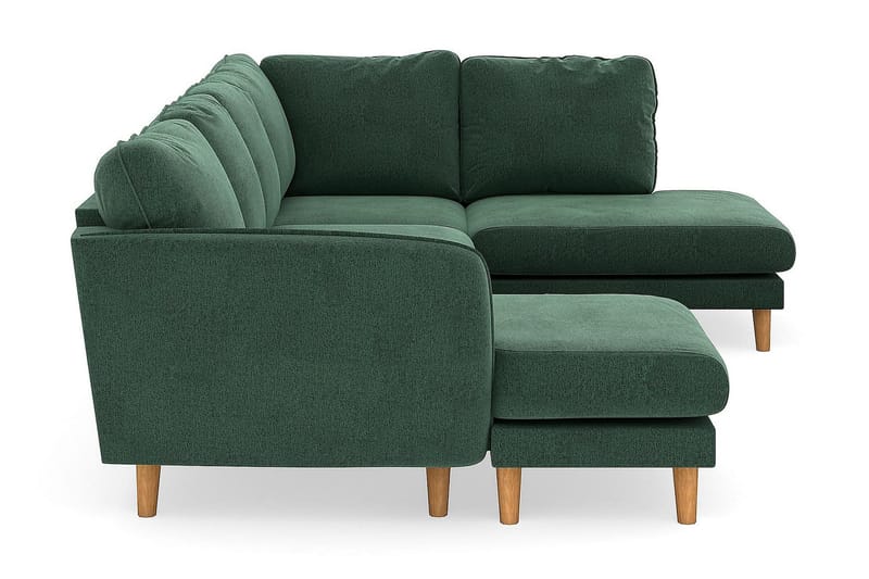 Trend Lyx 4-seters Venstrevendt U-formet Sofa med Divan og Sjeselong i Fløyel - Mørkegrønn - Møbler - Sofaer - U-sofa