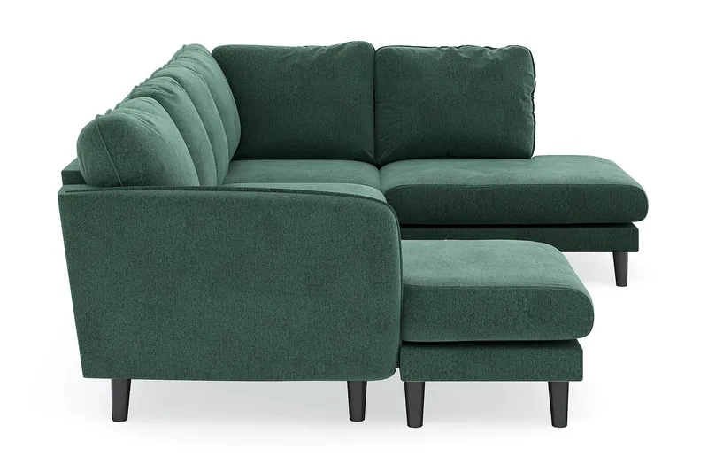 Trend Lyx 4-seters Venstrevendt U-formet Sofa med Divan og Sjeselong i Fløyel - Mørkegrønn - Møbler - Sofaer - U-sofa