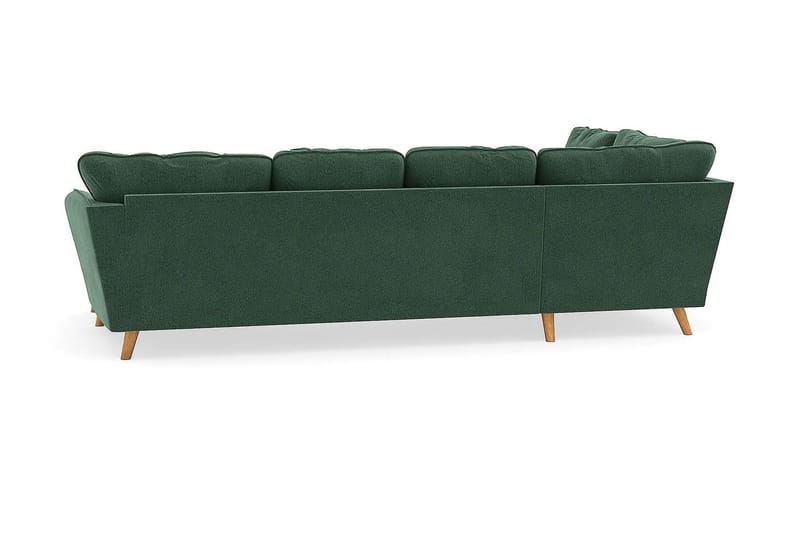 Trend Lyx 4-seters Venstrevendt U-formet Sofa med Divan og Sjeselong i Fløyel - Mørkegrønn - Møbler - Sofaer - U-sofa