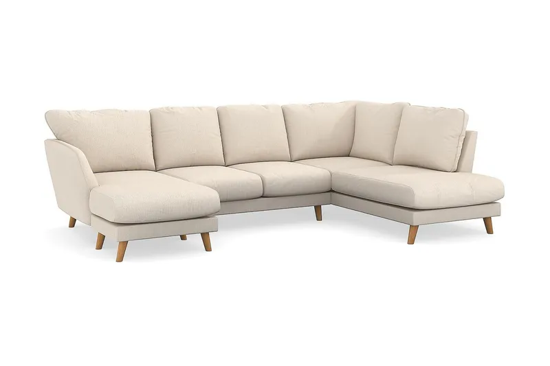 Trend Lyx 4-seters Venstrevendt U-formet Sofa med Divan og Sjeselong i Manchester - Beige - Møbler - Sofaer - U-sofa