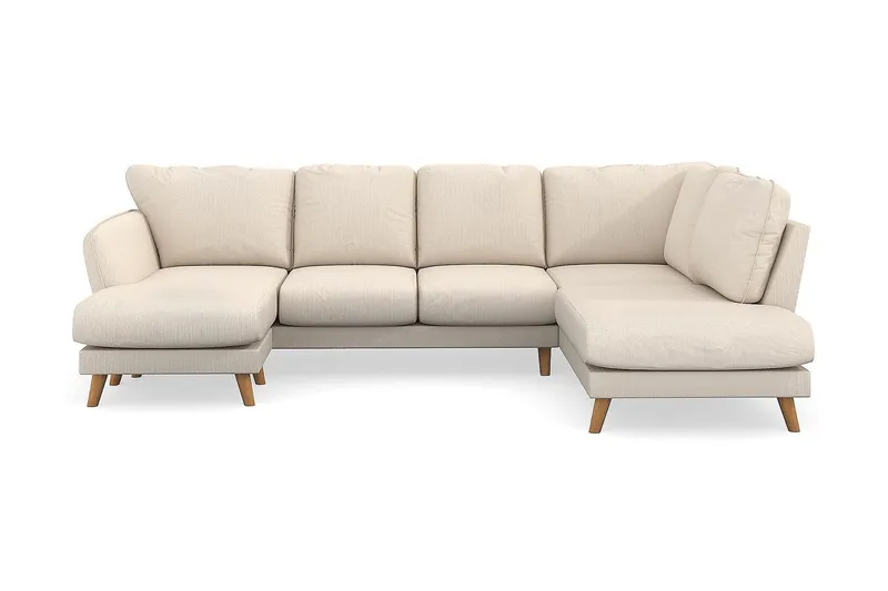 Trend Lyx 4-seters Venstrevendt U-formet Sofa med Divan og Sjeselong i Manchester - Beige - Møbler - Sofaer - U-sofa