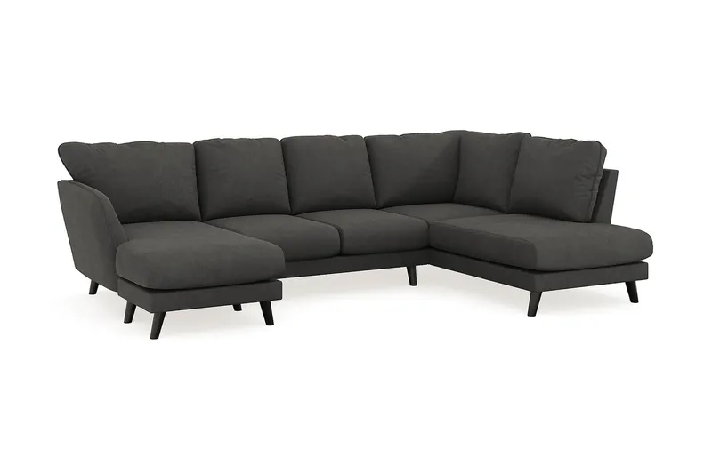 Trend Lyx 4-seters Venstrevendt U-formet Sofa med Divan og Sjeselong i Manchester - Mørk grå - Møbler - Sofaer - U-sofa