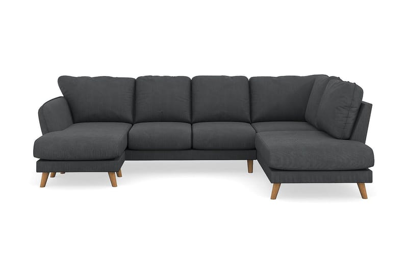 Trend Lyx 4-seters Venstrevendt U-formet Sofa med Divan og Sjeselong i Manchester - Mørk grå - Møbler - Sofaer - U-sofa