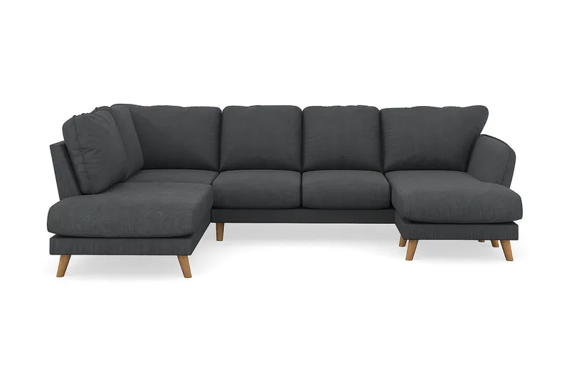 Trend Lyx 4-seters Venstrevendt U-formet Sofa med Divan og Sjeselong i Manchester - Mørk grå - Møbler - Sofaer - U-sofa