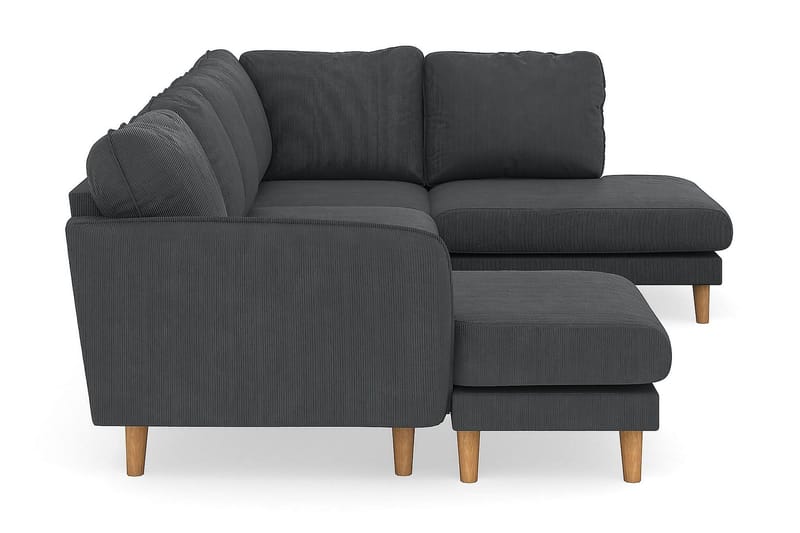 Trend Lyx 4-seters Venstrevendt U-formet Sofa med Divan og Sjeselong i Manchester - Mørk grå - Møbler - Sofaer - U-sofa