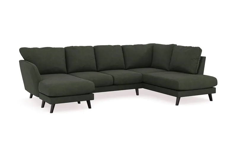 Trend Lyx 4-seters Venstrevendt U-formet Sofa med Divan og Sjeselong i Manchester - Mørkegrønn - Møbler - Sofaer - U-sofa