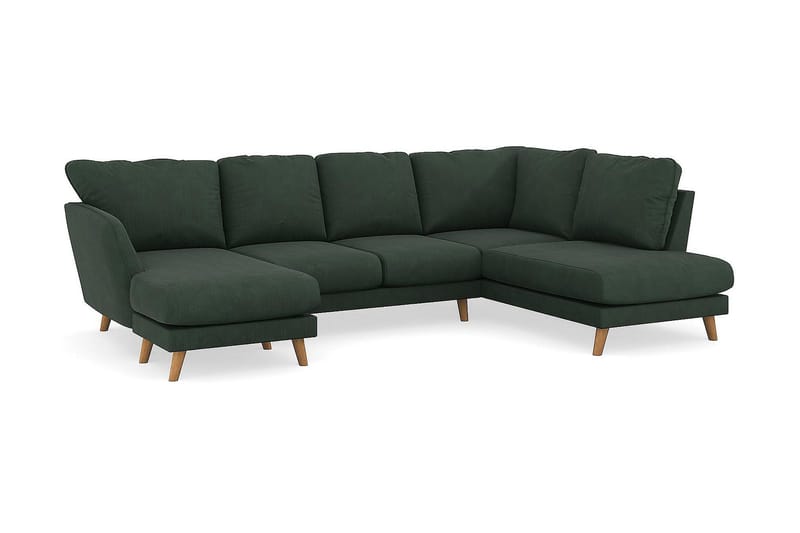 Trend Lyx 4-seters Venstrevendt U-formet Sofa med Divan og Sjeselong i Manchester - Mørkegrønn - Møbler - Sofaer - U-sofa