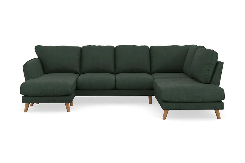 Trend Lyx 4-seters Venstrevendt U-formet Sofa med Divan og Sjeselong i Manchester - Mørkegrønn - Møbler - Sofaer - U-sofa
