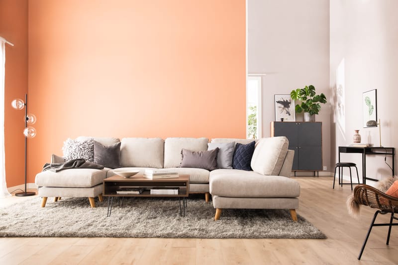 Trend Lyx 4-seters Venstrevendt U-formet Sofa med Divan og Sjeselong i Stoff - Beige - Møbler - Sofaer - U-sofa
