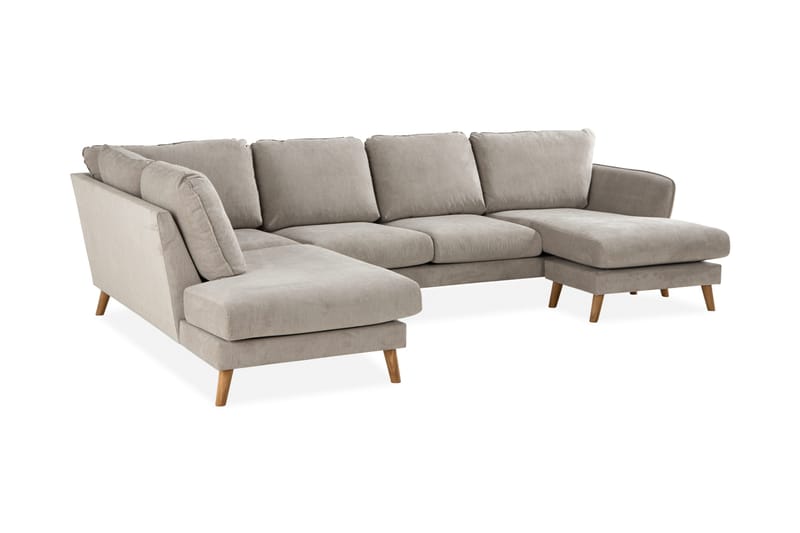 Trend Lyx 4-seters Venstrevendt U-formet Sofa med Divan og Sjeselong i Stoff - Beige - Møbler - Sofaer - U-sofa