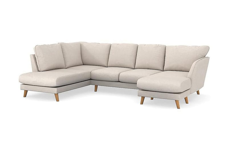Trend Lyx 4-seters Venstrevendt U-formet Sofa med Divan og Sjeselong i Stoff - Beige - Møbler - Sofaer - U-sofa