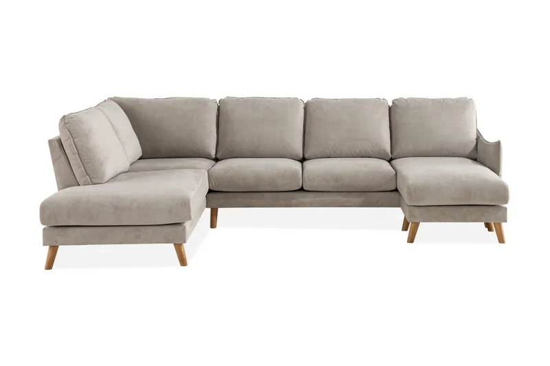 Trend Lyx 4-seters Venstrevendt U-formet Sofa med Divan og Sjeselong i Stoff, Beige