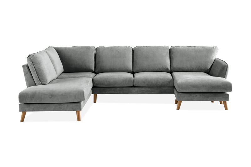 Trend Lyx 4-seters Venstrevendt U-formet Sofa med Divan og Sjeselong i Stoff - Grå - Møbler - Sofaer - U-sofa