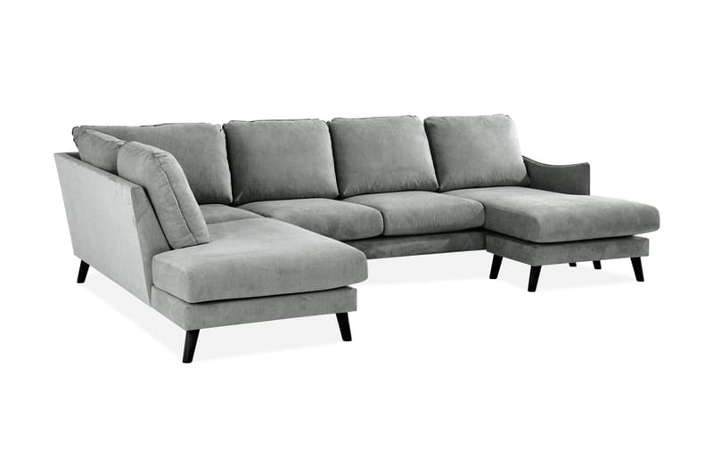 Trend Lyx 4-seters Venstrevendt U-formet Sofa med Divan og Sjeselong i Stoff - Grå - Møbler - Sofaer - U-sofa