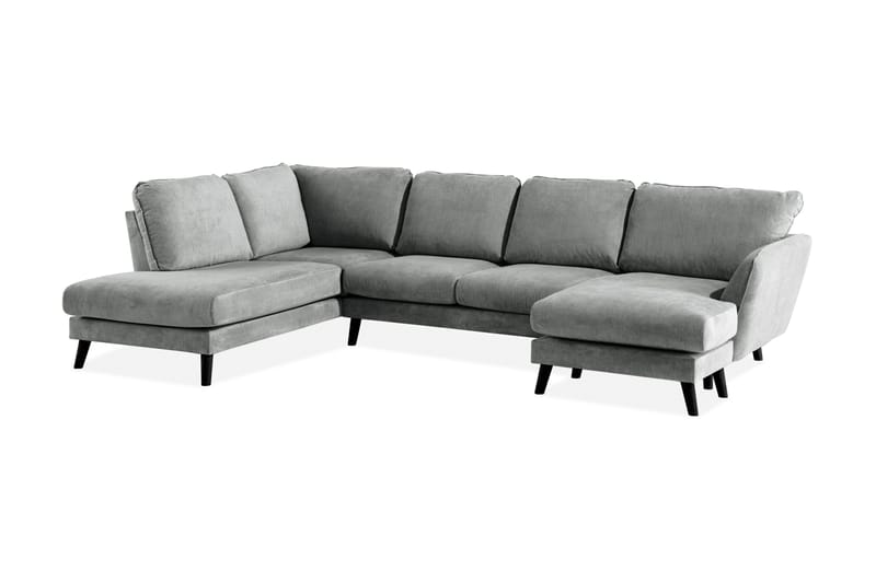 Trend Lyx 4-seters Venstrevendt U-formet Sofa med Divan og Sjeselong i Stoff - Grå - Møbler - Sofaer - U-sofa