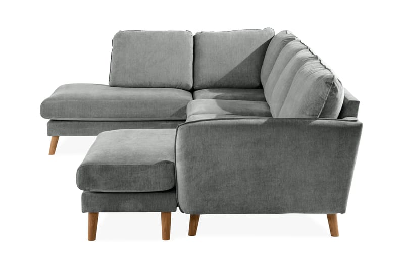 Trend Lyx 4-seters Venstrevendt U-formet Sofa med Divan og Sjeselong i Stoff - Grå - Møbler - Sofaer - U-sofa