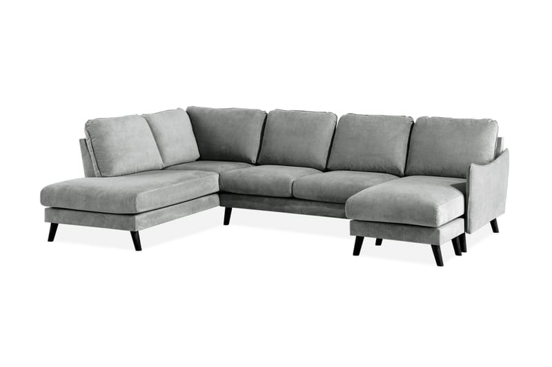 Trend Lyx 4-seters Venstrevendt U-formet Sofa med Divan og Sjeselong i Stoff - Grå - Møbler - Sofaer - U-sofa