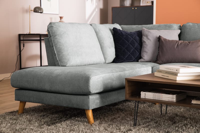 Trend Lyx 4-seters Venstrevendt U-formet Sofa med Divan og Sjeselong i Stoff - Grå - Møbler - Sofaer - U-sofa