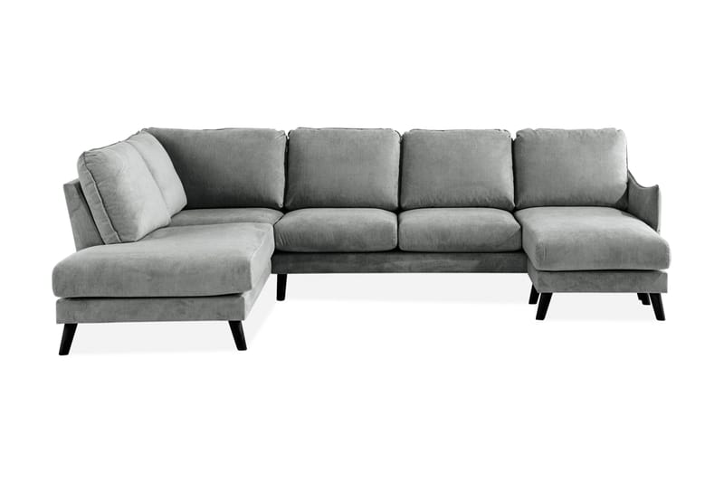 Trend Lyx 4-seters Venstrevendt U-formet Sofa med Divan og Sjeselong i Stoff - Grå - Møbler - Sofaer - U-sofa