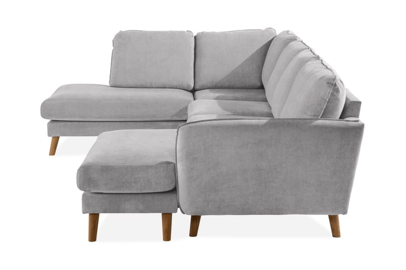 Trend Lyx 4-seters Venstrevendt U-formet Sofa med Divan og Sjeselong i Stoff - Lys grå - Møbler - Sofaer - U-sofa