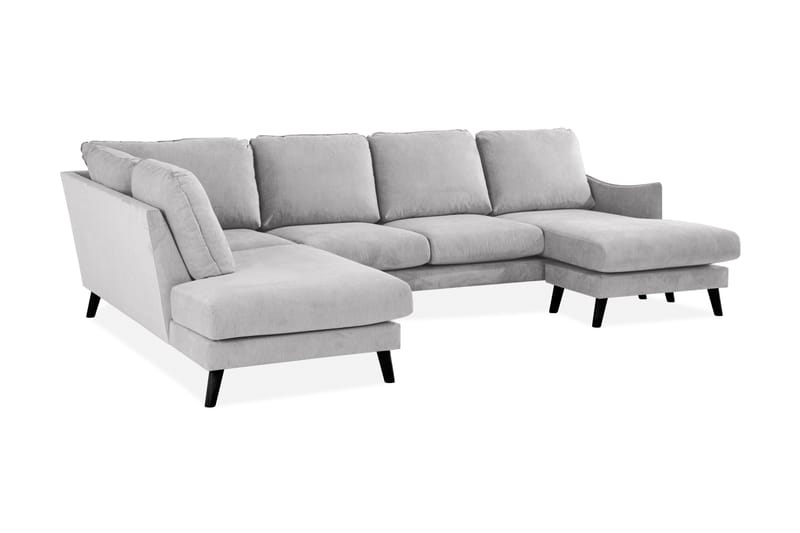 Trend Lyx 4-seters Venstrevendt U-formet Sofa med Divan og Sjeselong i Stoff - Lys grå - Møbler - Sofaer - U-sofa