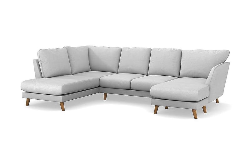 Trend Lyx 4-seters Venstrevendt U-formet Sofa med Divan og Sjeselong i Stoff - Lys grå - Møbler - Sofaer - U-sofa
