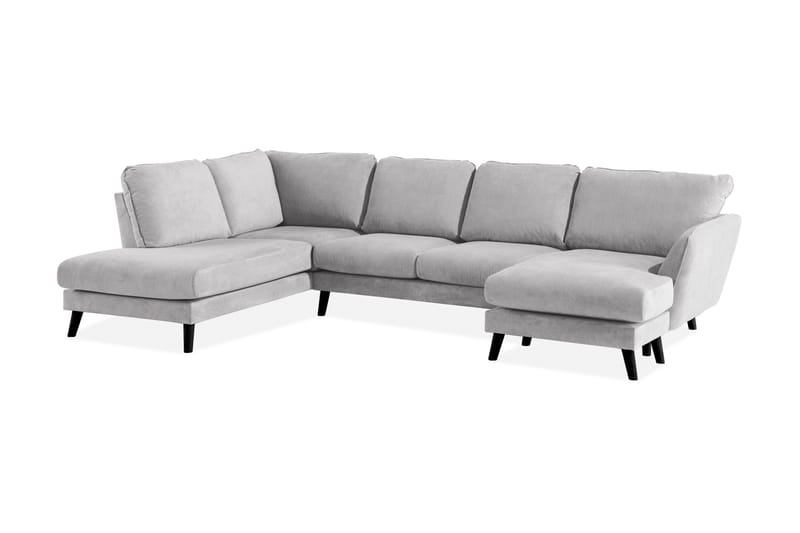 Trend Lyx 4-seters Venstrevendt U-formet Sofa med Divan og Sjeselong i Stoff - Lys grå - Møbler - Sofaer - U-sofa