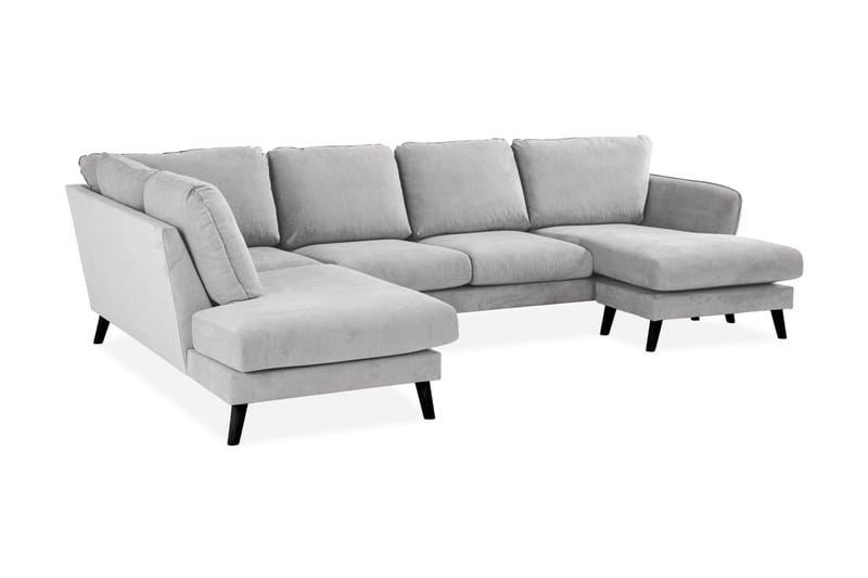Trend Lyx 4-seters Venstrevendt U-formet Sofa med Divan og Sjeselong i Stoff - Lys grå - Møbler - Sofaer - U-sofa