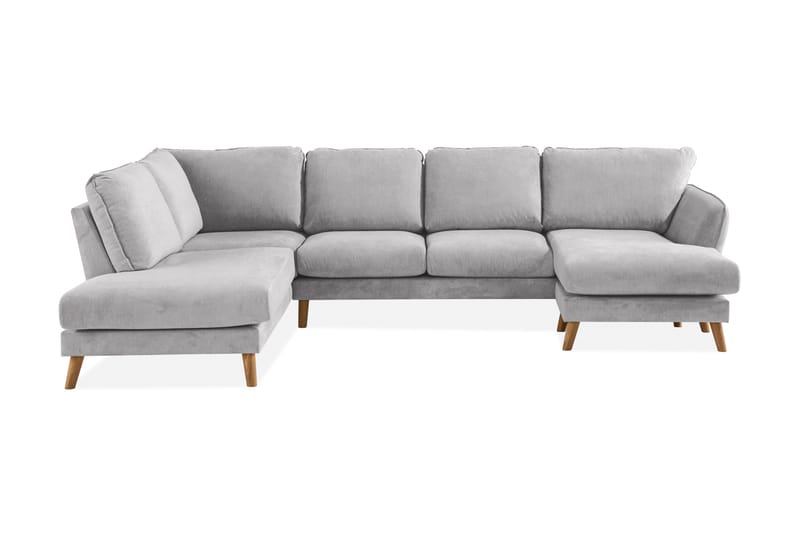 Trend Lyx 4-seters Venstrevendt U-formet Sofa med Divan og Sjeselong i Stoff - Lys grå - Møbler - Sofaer - U-sofa