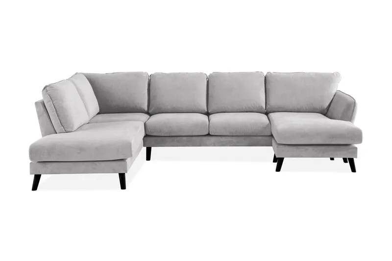Trend Lyx 4-seters Venstrevendt U-formet Sofa med Divan og Sjeselong i Stoff - Lys grå - Møbler - Sofaer - U-sofa