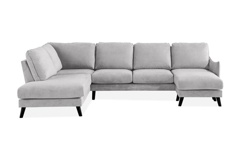 Trend Lyx 4-seters Venstrevendt U-formet Sofa med Divan og Sjeselong i Stoff - Lys grå - Møbler - Sofaer - U-sofa