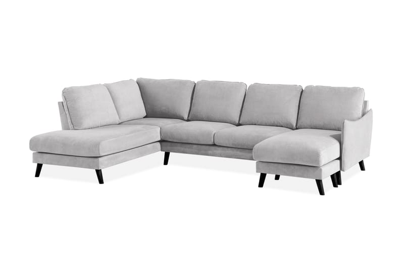 Trend Lyx 4-seters Venstrevendt U-formet Sofa med Divan og Sjeselong i Stoff - Lys grå - Møbler - Sofaer - U-sofa