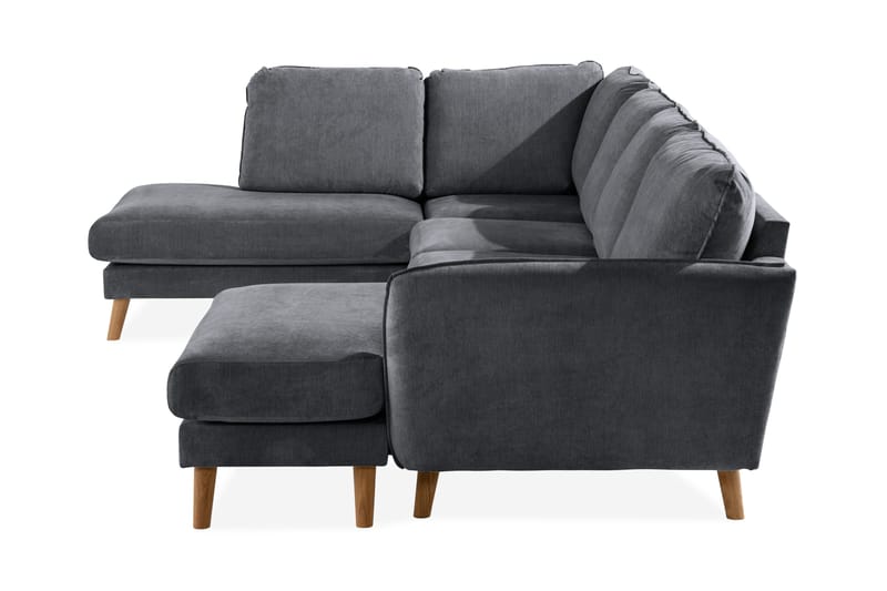 Trend Lyx 4-seters Venstrevendt U-formet Sofa med Divan og Sjeselong i Stoff - Mørk grå - Møbler - Sofaer - U-sofa