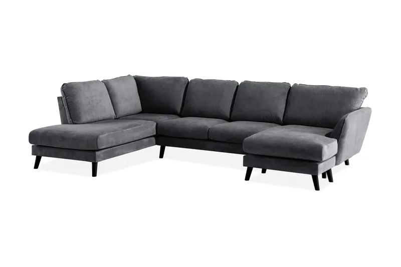 Trend Lyx 4-seters Venstrevendt U-formet Sofa med Divan og Sjeselong i Stoff - Mørk grå - Møbler - Sofaer - U-sofa