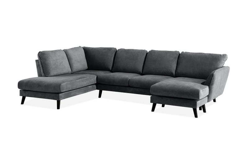 Trend Lyx 4-seters Venstrevendt U-formet Sofa med Divan og Sjeselong i Stoff - Mørk grå - Møbler - Sofaer - U-sofa