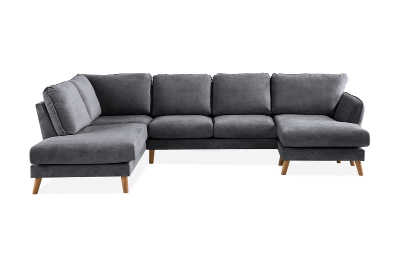 Trend Lyx 4-seters Venstrevendt U-formet Sofa med Divan og Sjeselong i Stoff - Mørk grå - Møbler - Sofaer - U-sofa