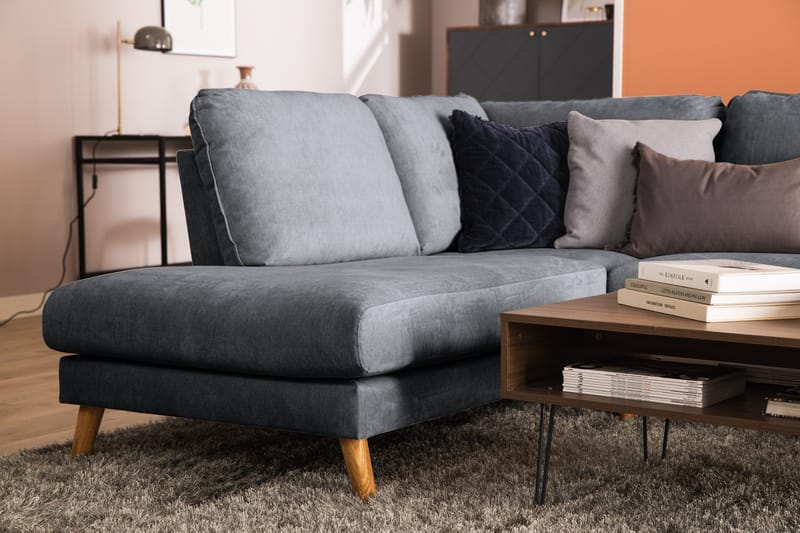 Trend Lyx 4-seters Venstrevendt U-formet Sofa med Divan og Sjeselong i Stoff - Mørk grå - Møbler - Sofaer - U-sofa