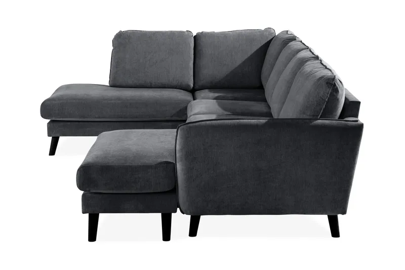 Trend Lyx 4-seters Venstrevendt U-formet Sofa med Divan og Sjeselong i Stoff - Mørk grå - Møbler - Sofaer - U-sofa