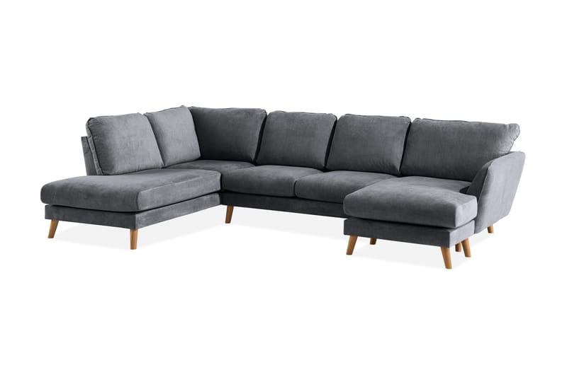 Trend Lyx 4-seters Venstrevendt U-formet Sofa med Divan og Sjeselong i Stoff - Mørk grå - Møbler - Sofaer - U-sofa