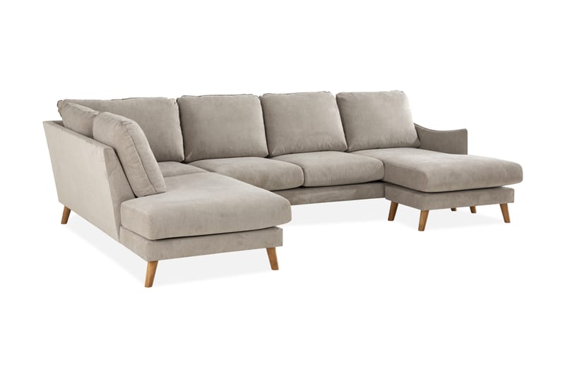 Trend Lyx U-Sofa med Divan Høyre - Beige/Eik - U-sofa