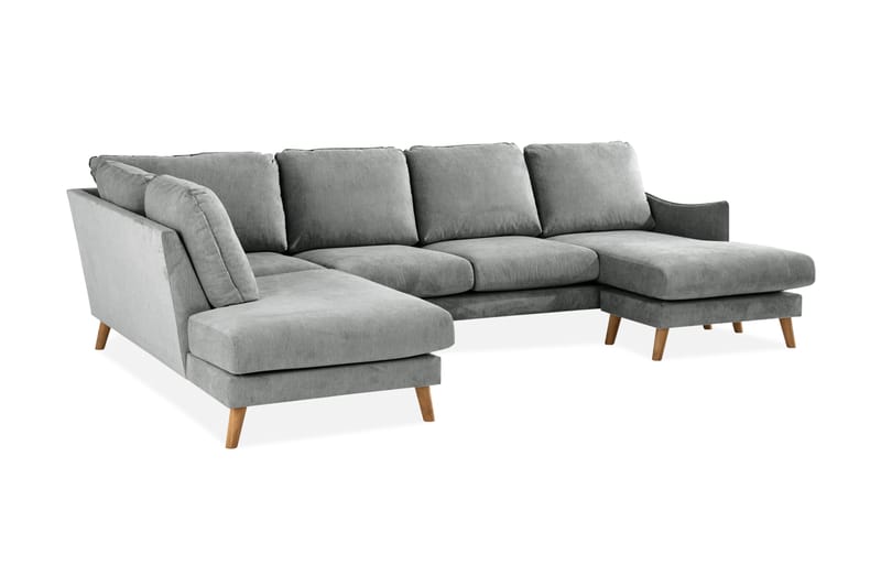 Trend Lyx U-Sofa med Divan Høyre - Grå/Eik - U-sofa