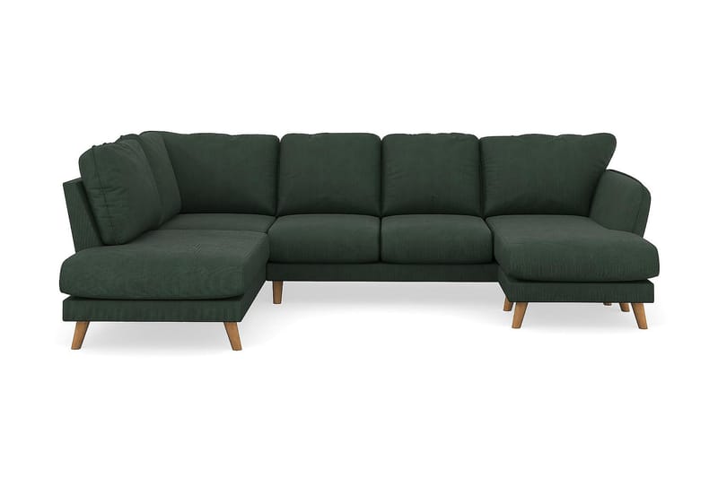 Trend Lyx U-Sofa med Divan Høyre - Mørk grønn Kordfløyel - U-sofa