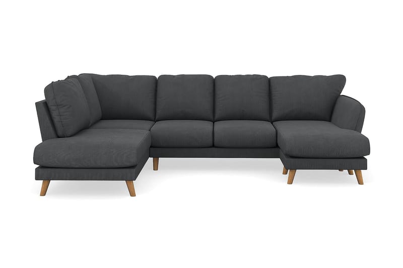Trend Lyx U-Sofa med Divan Høyre - Mørkegrå Kordfløyel - U-sofa