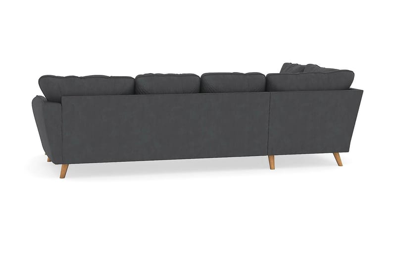 Trend Lyx U-Sofa med Divan Høyre - Mørkegrå Kordfløyel - U-sofa