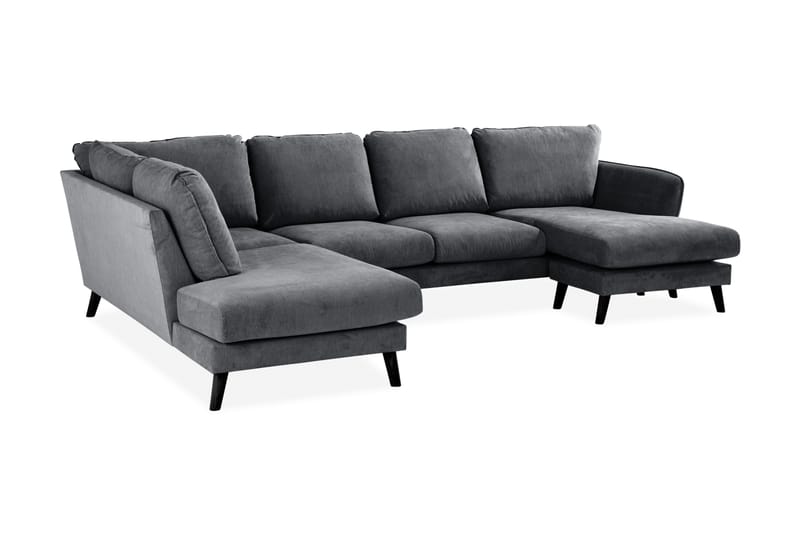Trend Lyx U-Sofa med Divan Høyre - Mørkegrå - U-sofa