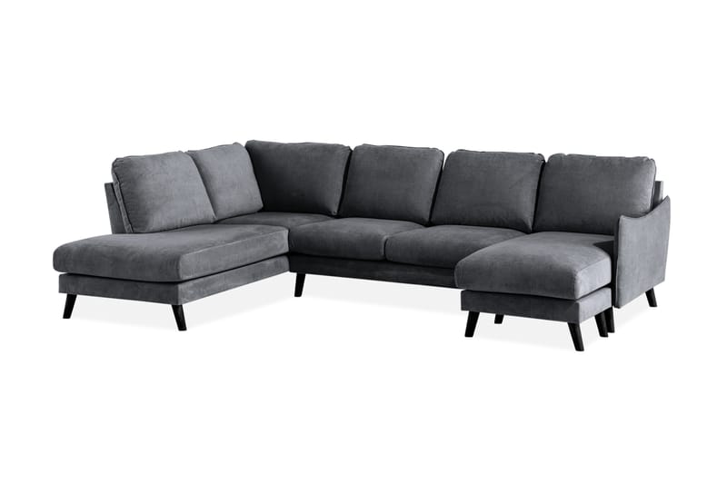 Trend Lyx U-Sofa med Divan Høyre - Mørkegrå - U-sofa