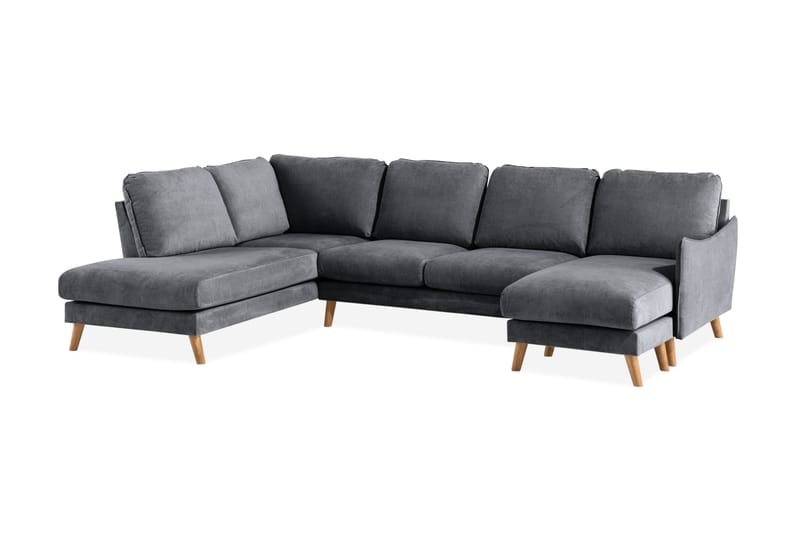 Trend Lyx U-Sofa med Divan Høyre - Mørkegrå/Eik - Møbler - Sofaer - U-sofa
