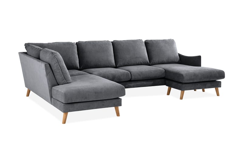 Trend Lyx U-Sofa med Divan Høyre - Mørkegrå/Eik - Møbler - Sofaer - U-sofa